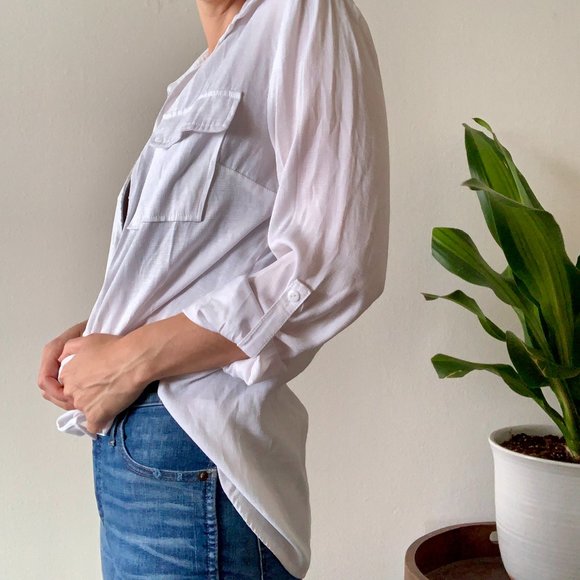 Classic White Button Down Blouse - Picture 2 of 8